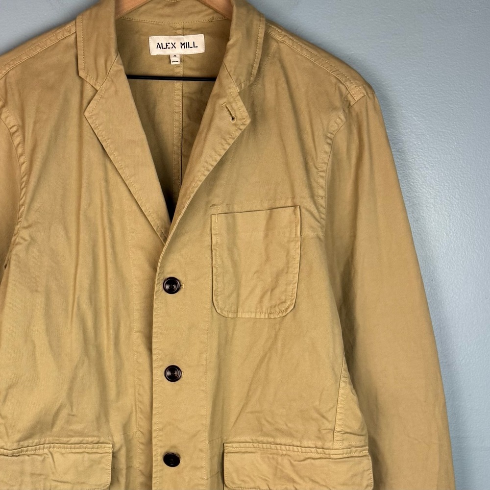 Alex Mill Mens Medium Tan Cotton Twill Classic Chore Jacket Blazer Utility Coat